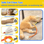 Close up of Retro Shaw cotton rope texture for cat dental care