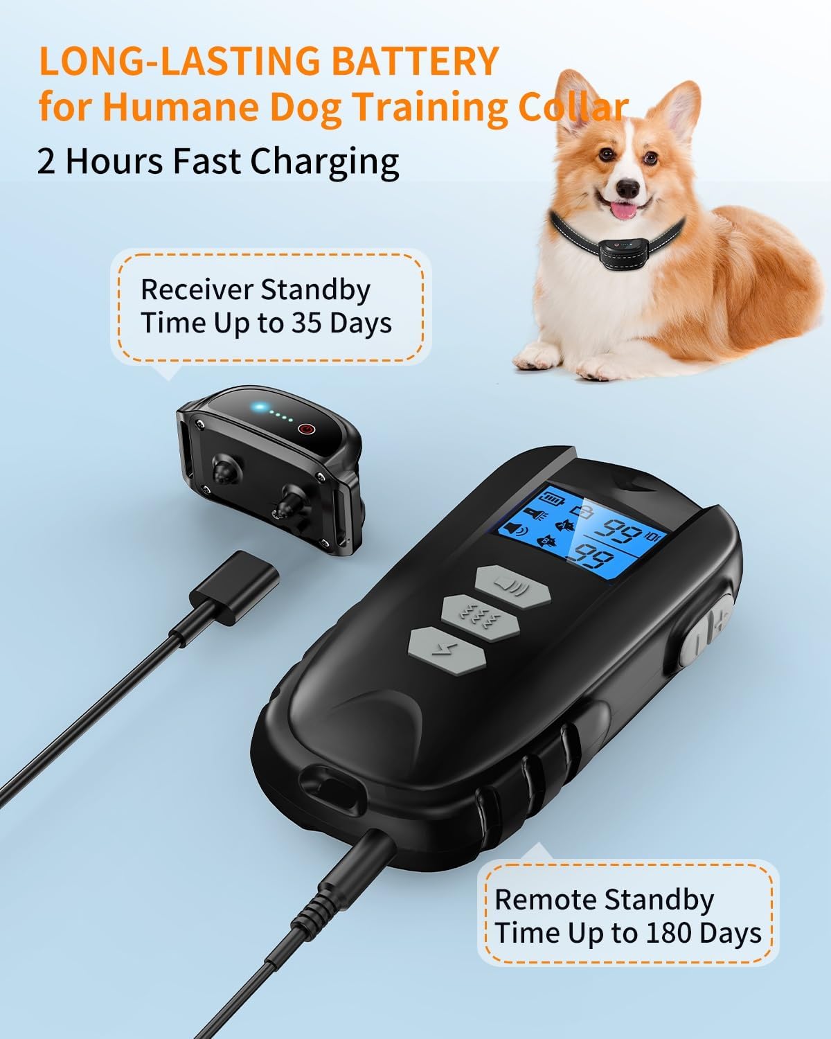 Dog shock collar showing 4 training modes