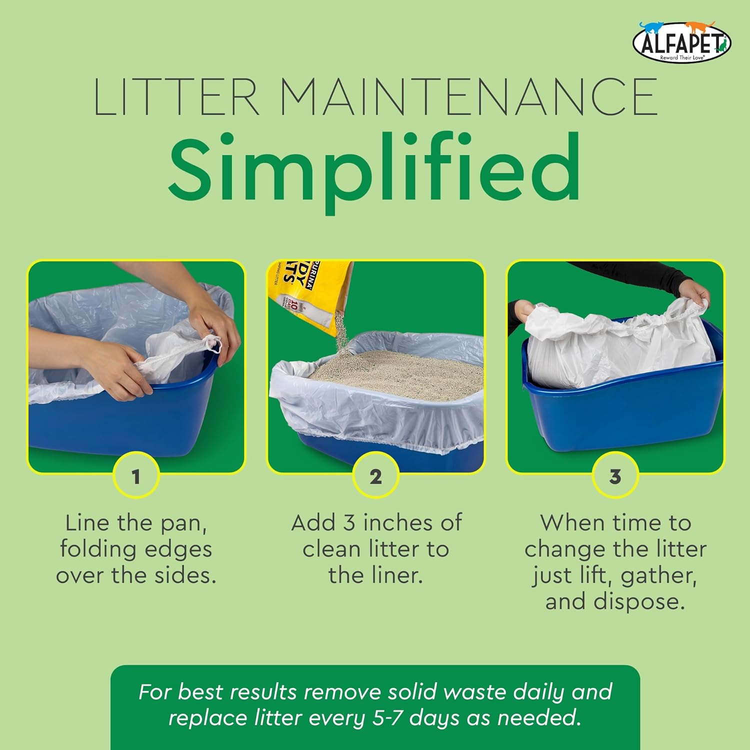 Pack of 5 unscented plastic cat litter liners for super jumbo boxes