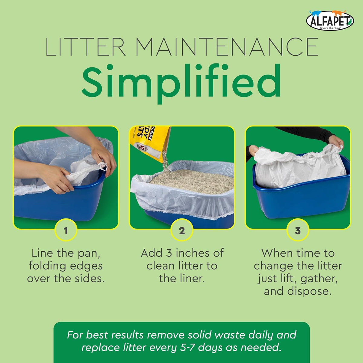 Alfapet 5 count litter bag packaging back label details
