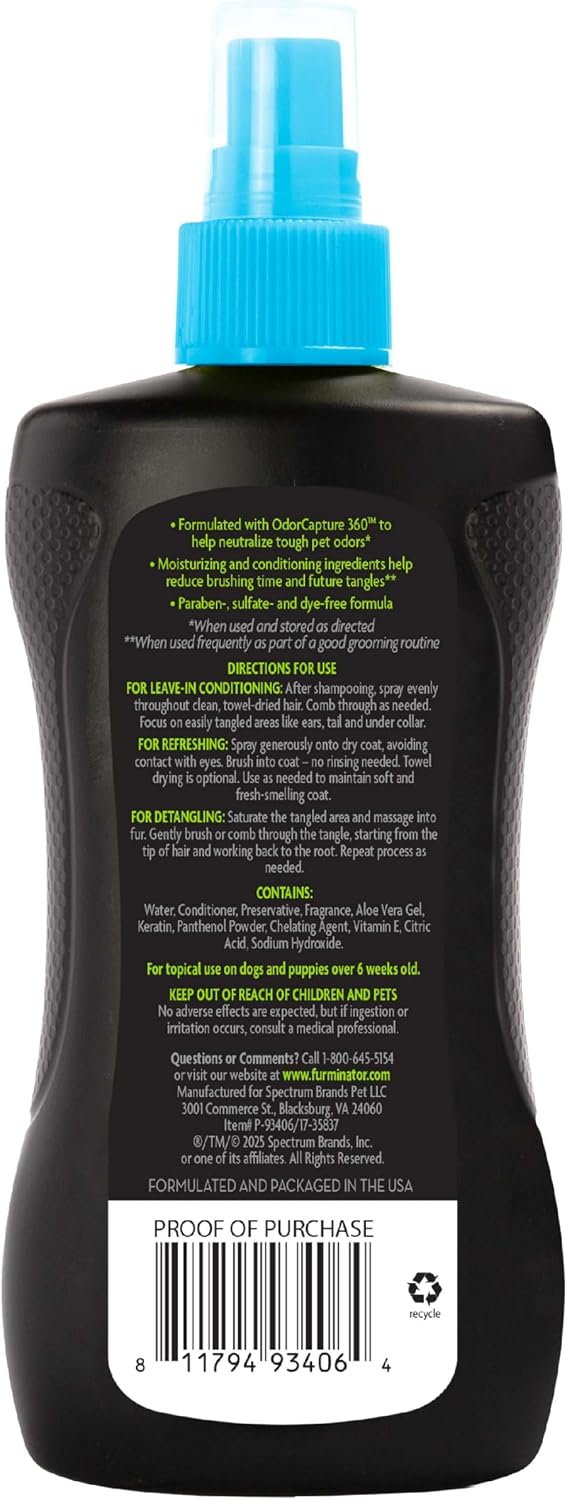 FURminator leave in dog conditioning spray for removing mats and tangles