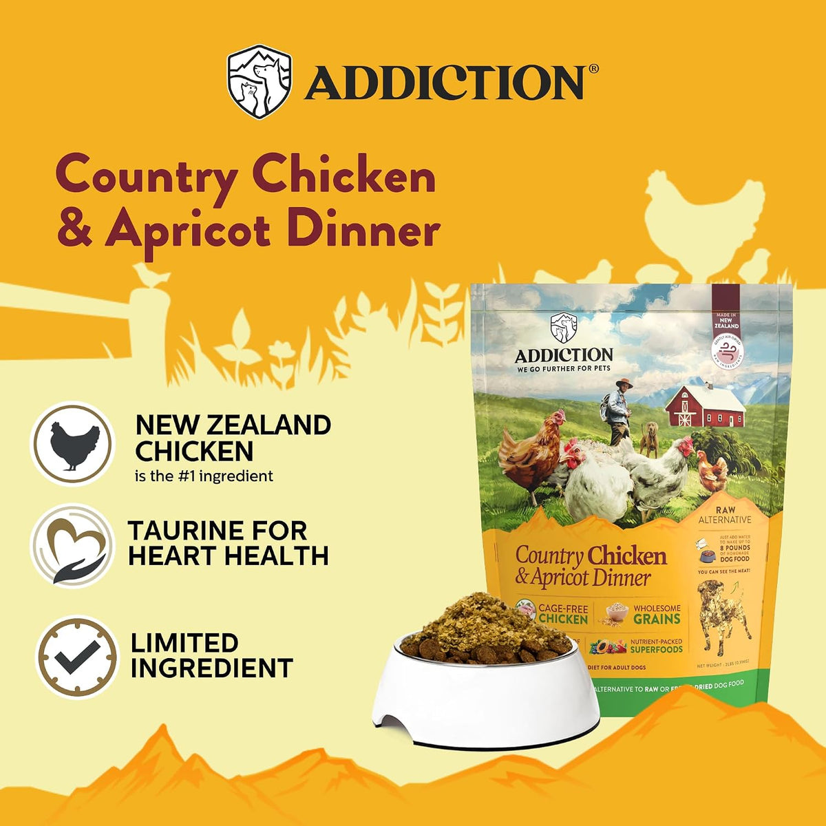 Addiction premium grain free dehydrated dog food 4 pack bundle