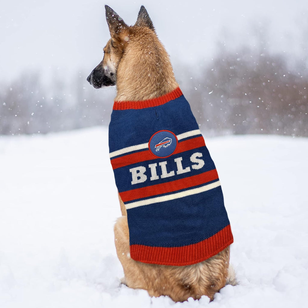 Officially licensed NFL pet sweater with leash slit detail