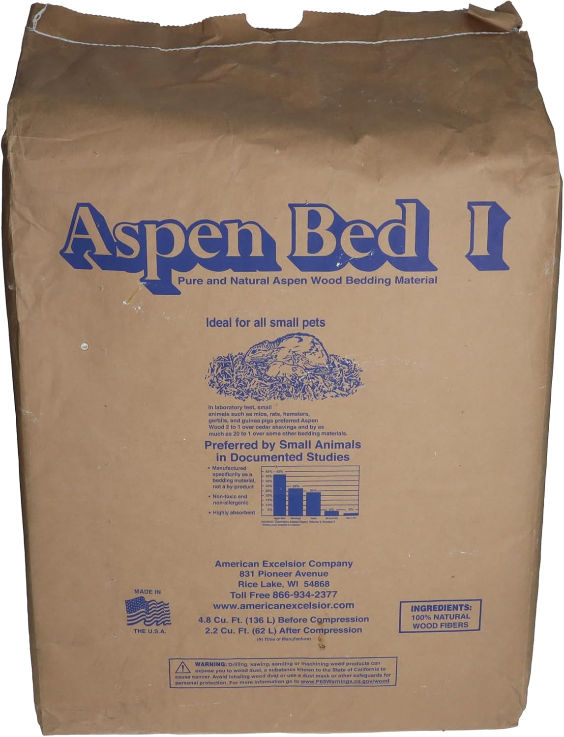 ProRep Aspen Bedding Bulk 14.5 Kilograms front view premium snake substrate.