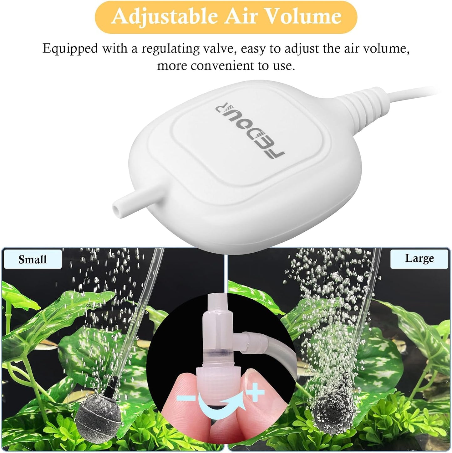 Close up of Fedour fish tank bubbler air valve