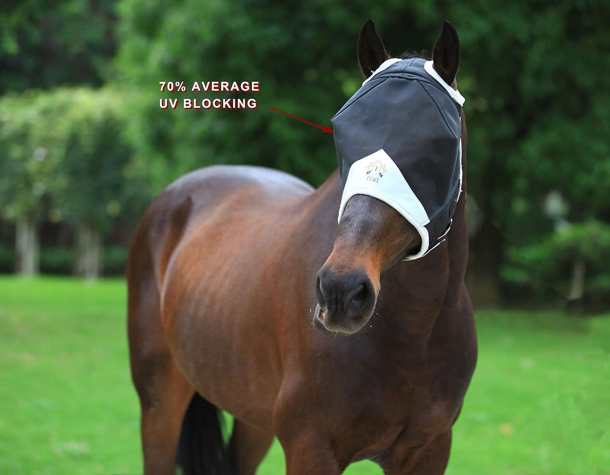 Close up of T Teke fly mask fleece forehead padding