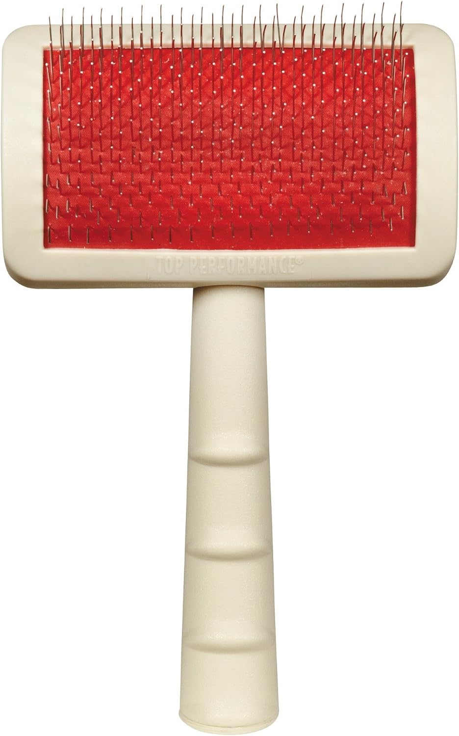 Master Grooming Tools Universal Pet Small Slicker Brush front view showing red cushion pad and white handle.