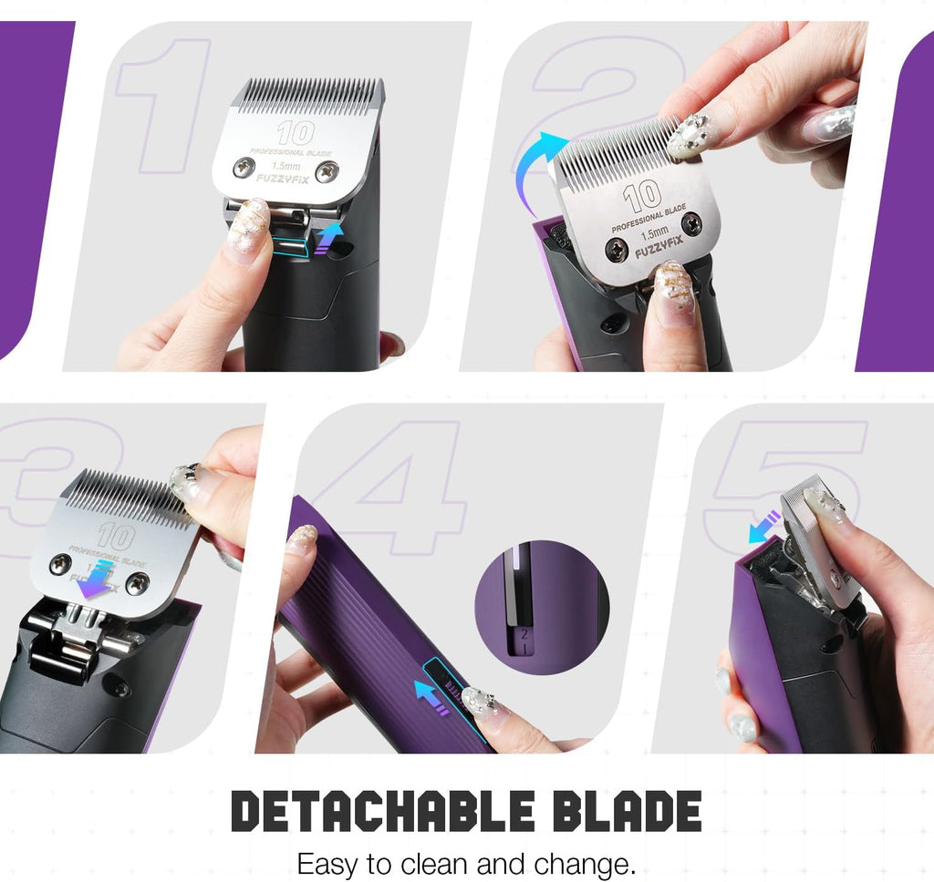 Ten-foot flexible power cord ensuring uninterrupted movement during grooming