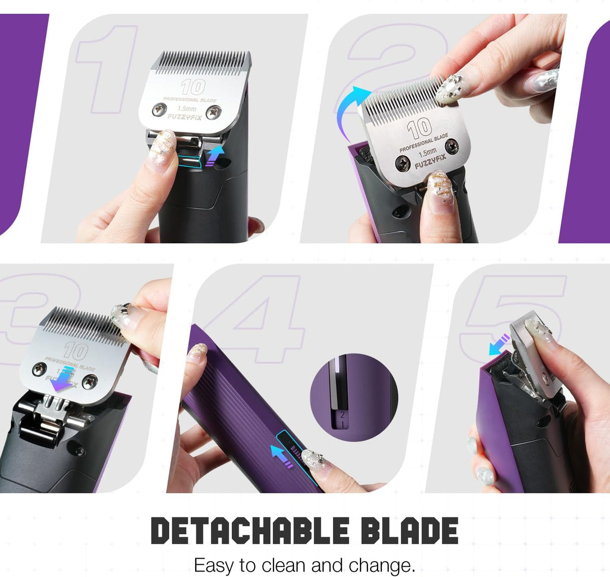 Ten-foot flexible power cord ensuring uninterrupted movement during grooming