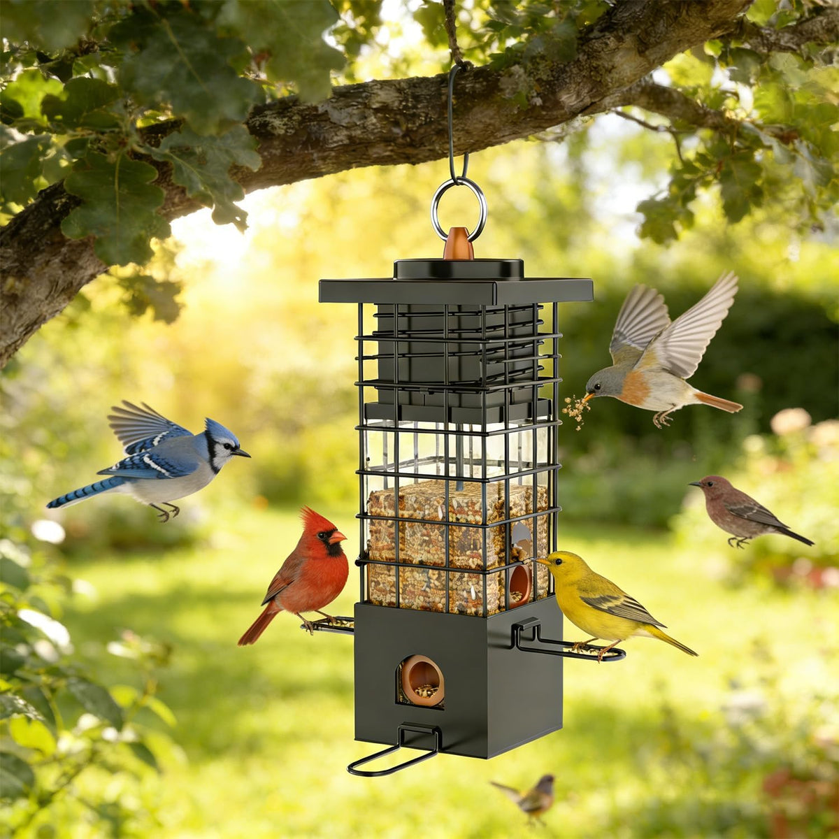 Metal Squirrel Proof Bird Feeder,2.5LB Capacity,Easy Refill & Clean - Image 2