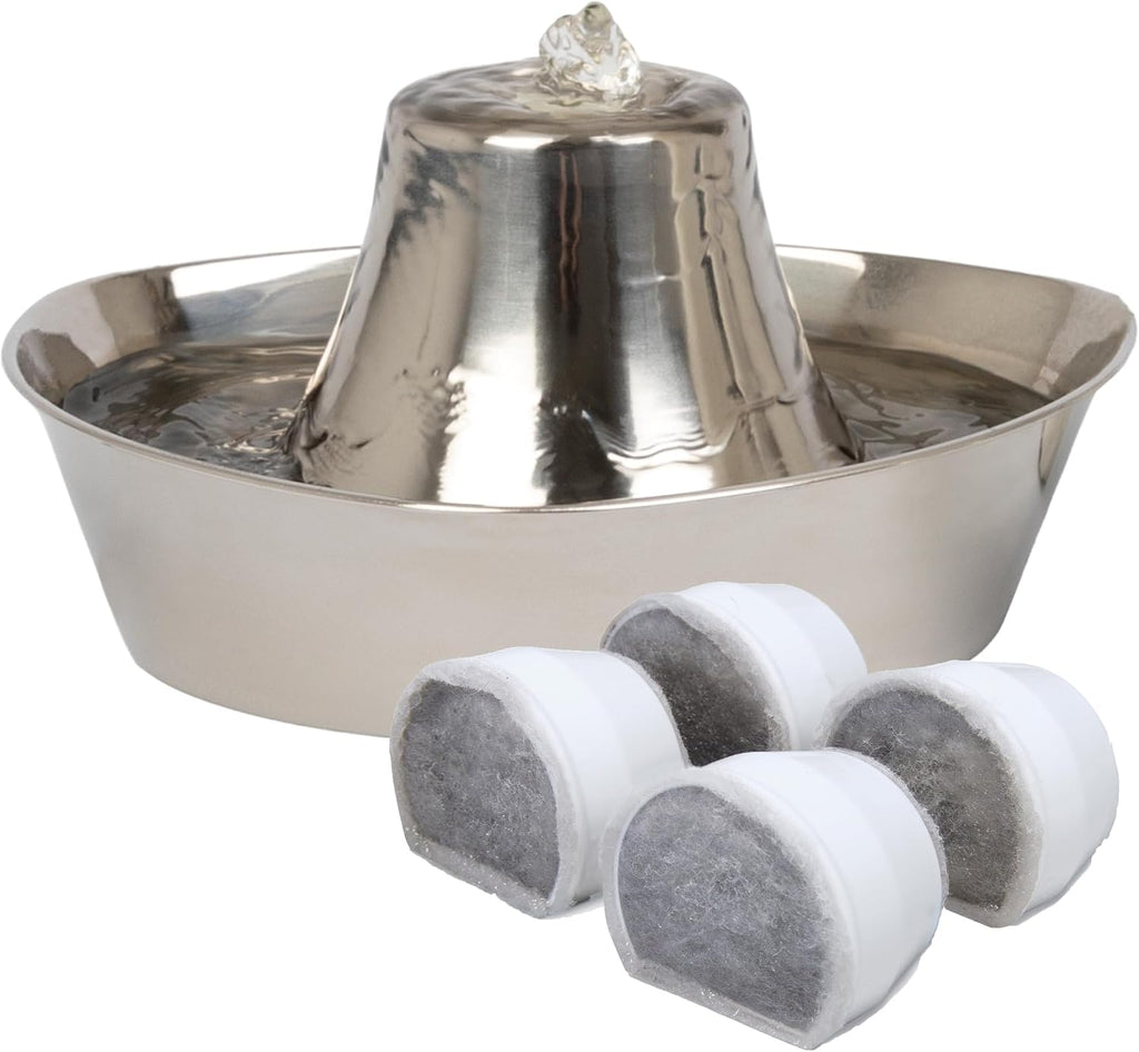 PetSafe Seaside Stainless Steel Cat & Dog Fountain, 60 Oz Water Capacity - 2 Water Filters & 1 Pump Included, Soothing Flow for Pets, Scratch-and Rust-Resistant Material - Quiet Motor - Image 10