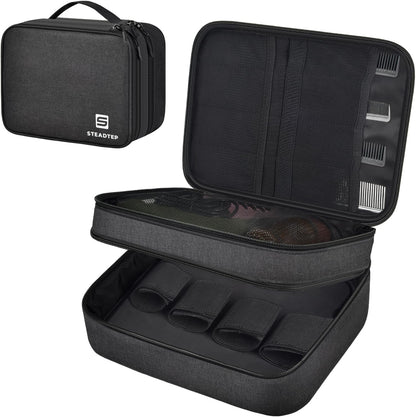 Steadtep hair clipper case front view showing double layer professional barber bag organizer