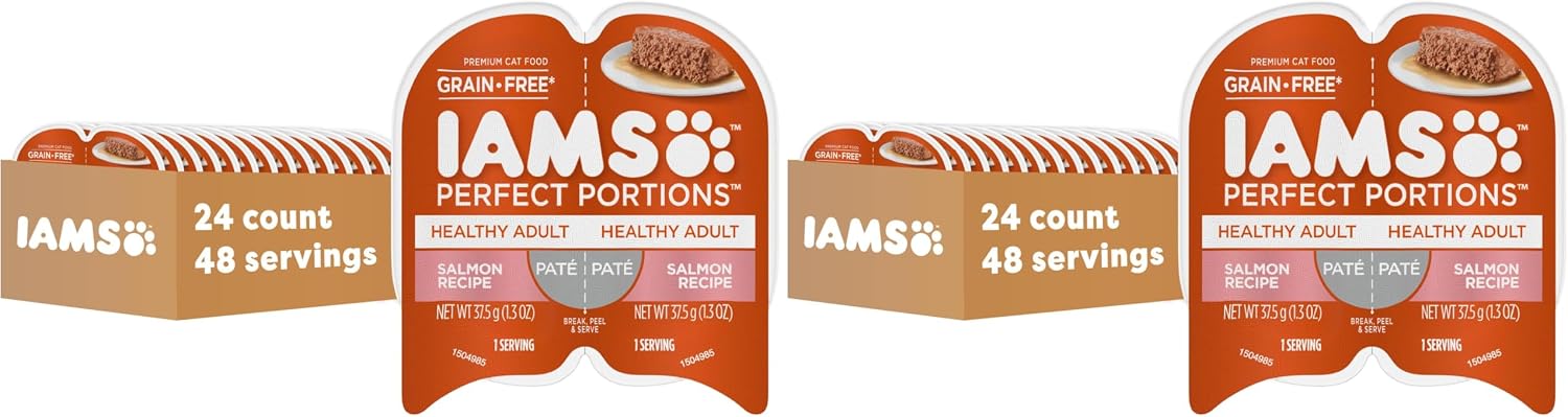 IAMS Perfect Portions Sensitive Digestion & Skin Wet Cat Food Pate, Healthy Adult Grain Free Pate, Chicken Recipe, 2.6 oz. (24 Twin Packs) - Image 11