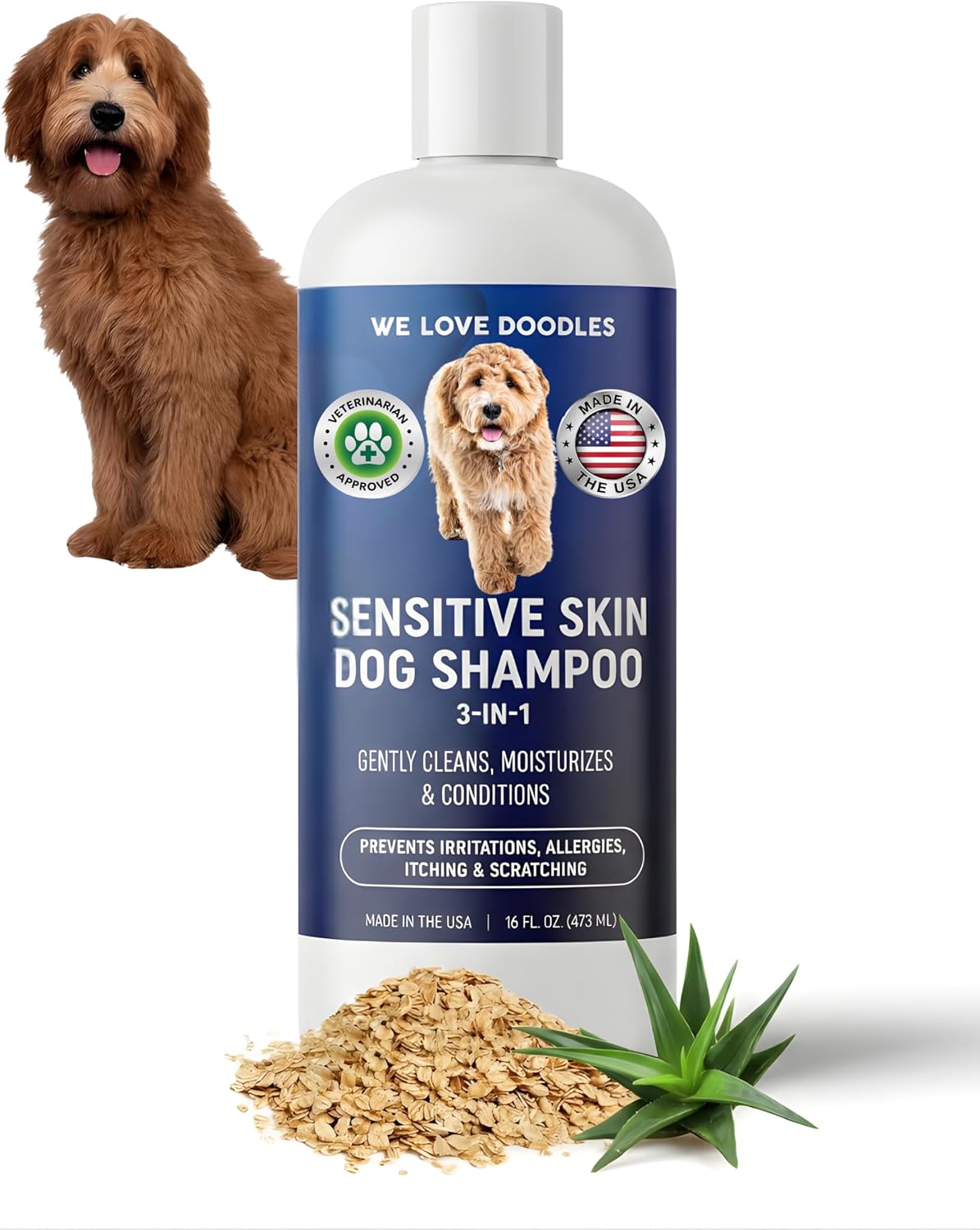 Group shot of We Love Doodles grooming products for sensitive skin