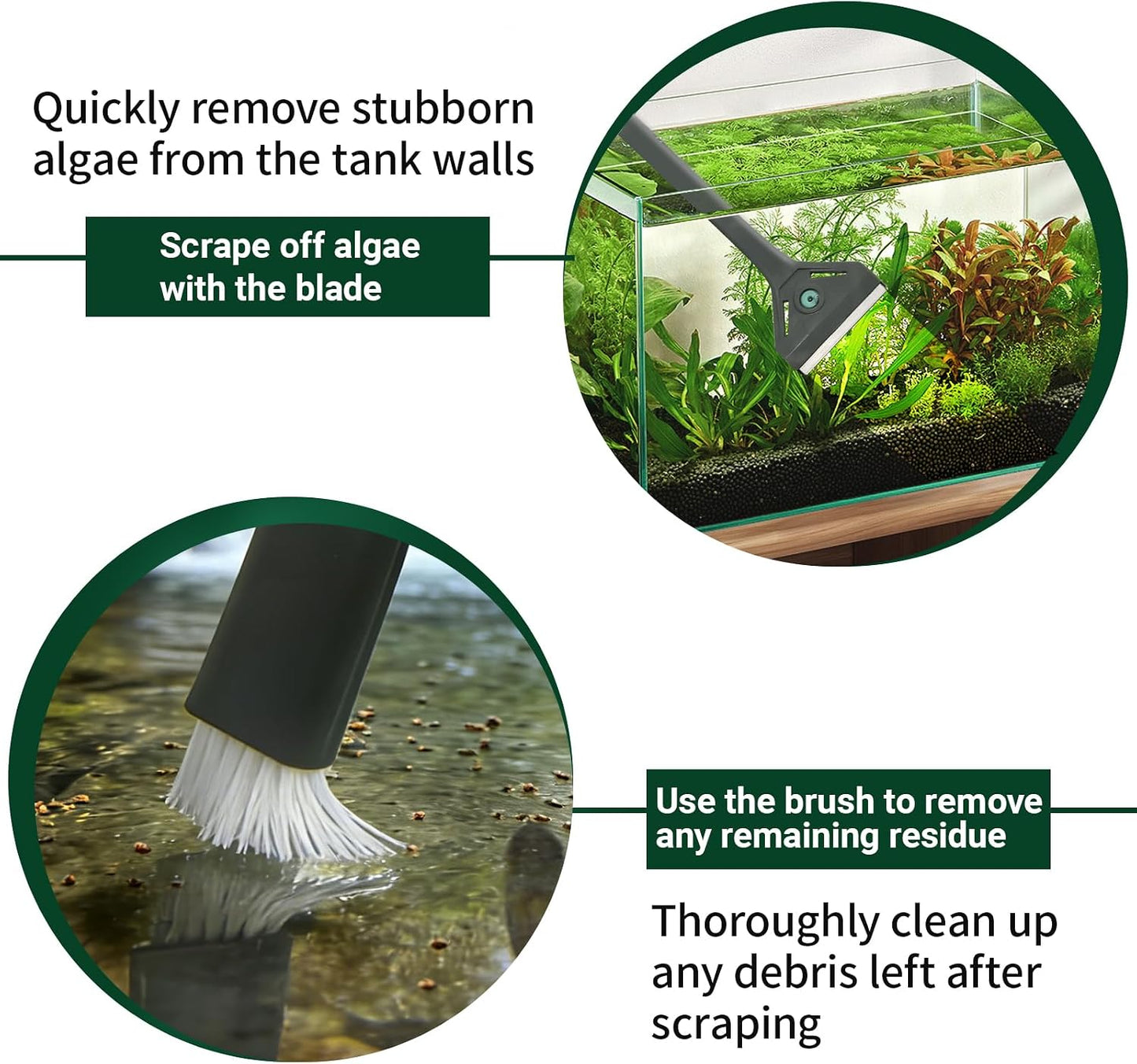 Boxtech small aquarium cleaner soft bristle brush cleaning glass corners