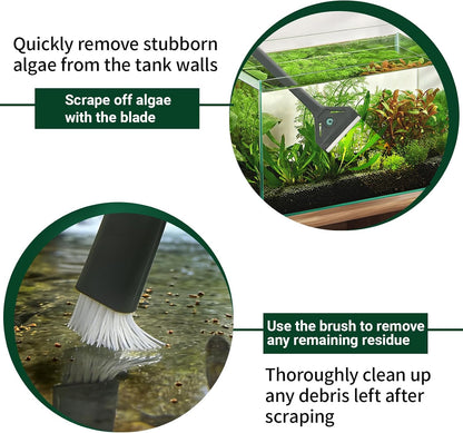 Boxtech small aquarium cleaner soft bristle brush cleaning glass corners