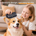 Textured non-slip handle of the Hank professional pet deshedding rake for improved user comfort.