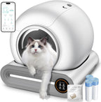 Installing twenty by eighteen inches white waste bag into automatic litter box drawer