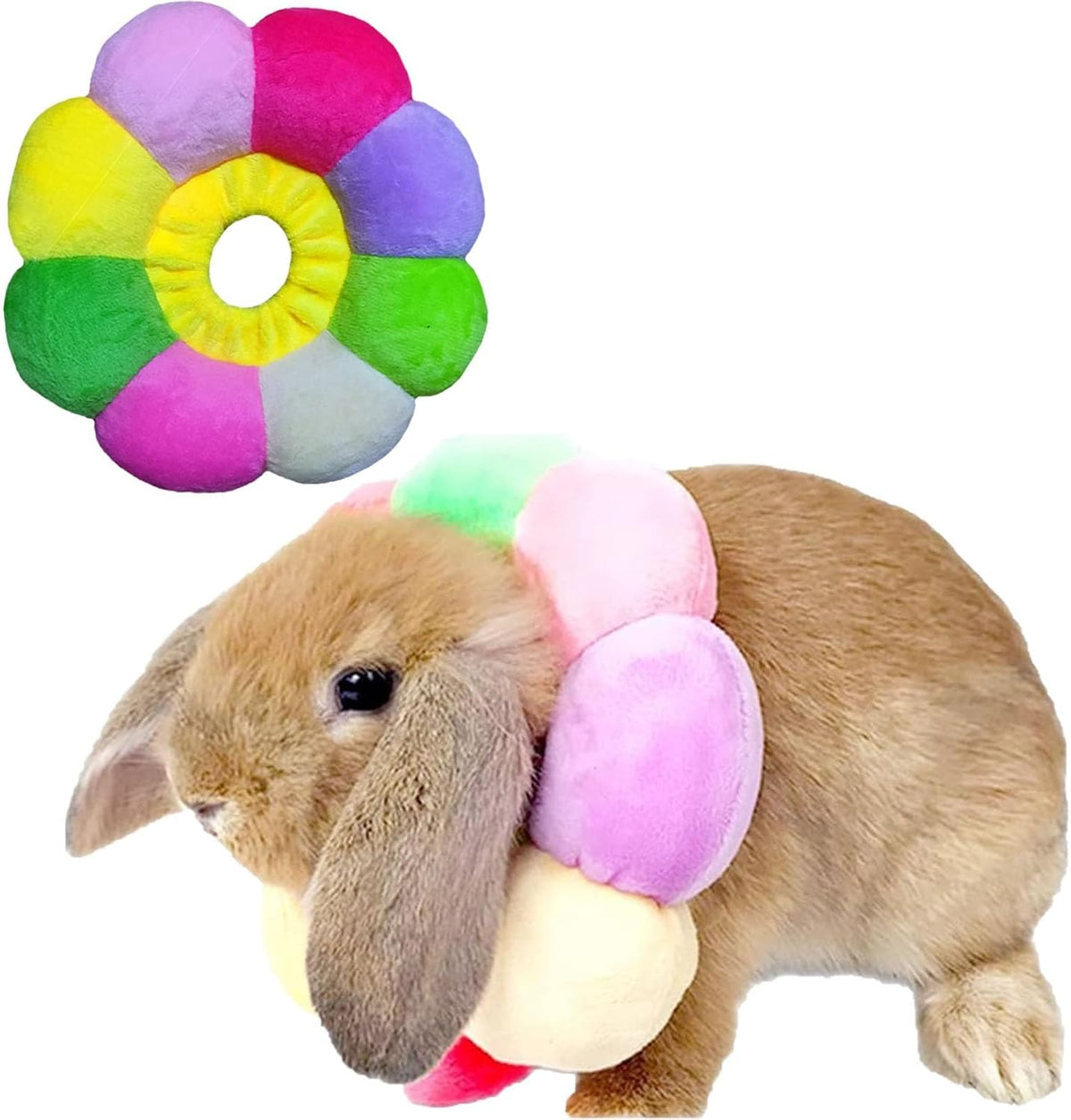 Biuemoonlake soft rabbit recovery cone collar front view on a white background.