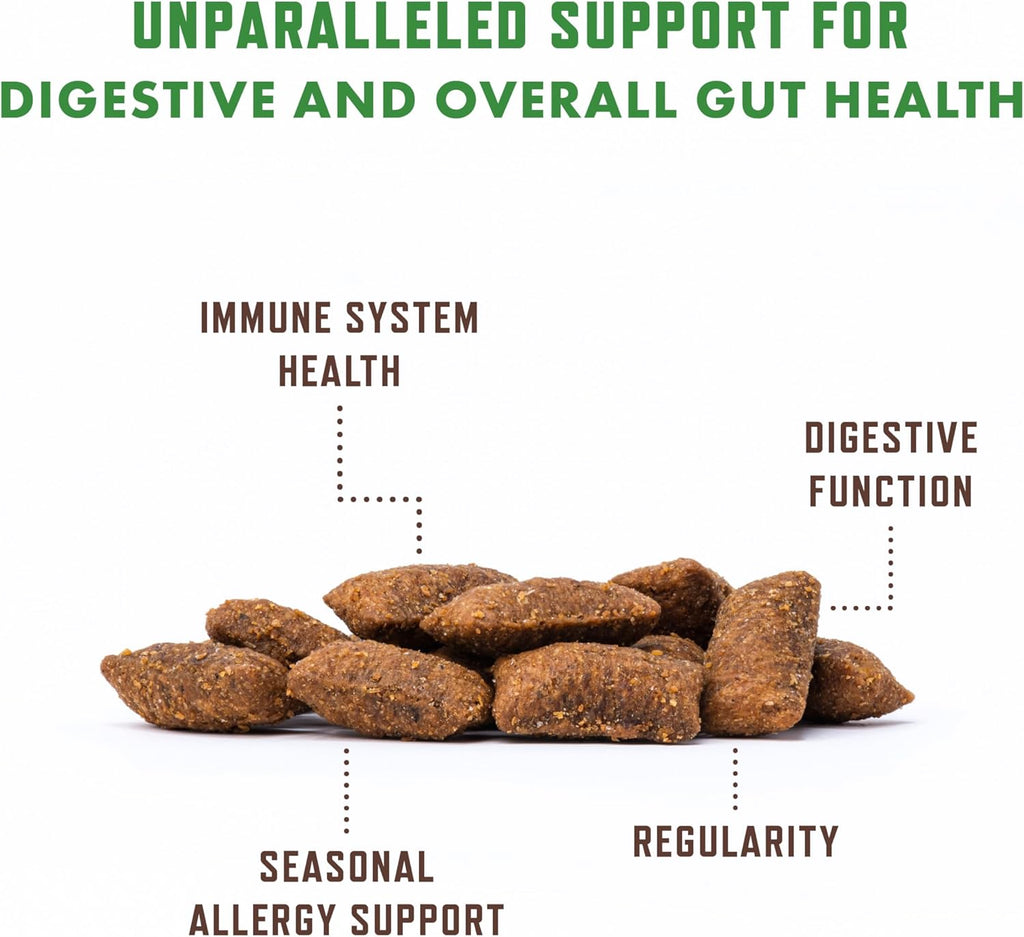 Feline digestive supplement bag showing triple action pre pro and postbiotics