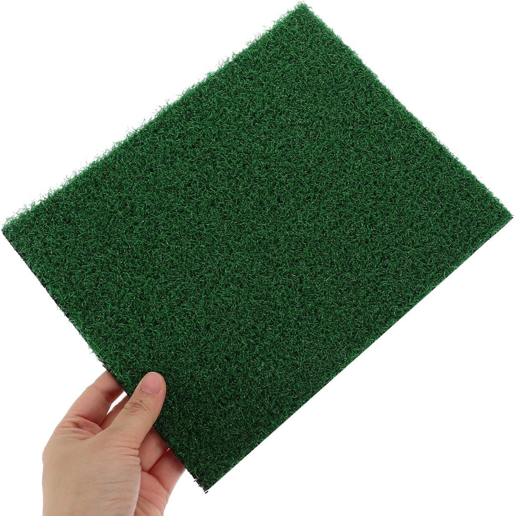 Yardwe small artificial turf mat showing water drainage backing design.