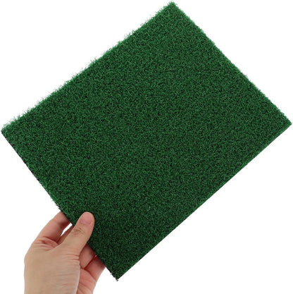 Yardwe small artificial turf mat showing water drainage backing design.