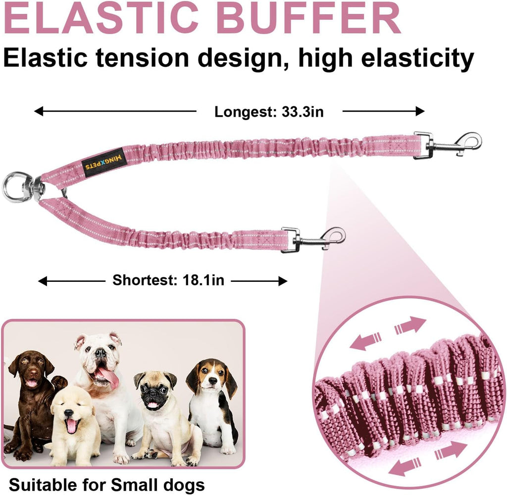 Close up of 360 degree swivel connector on double dog leash