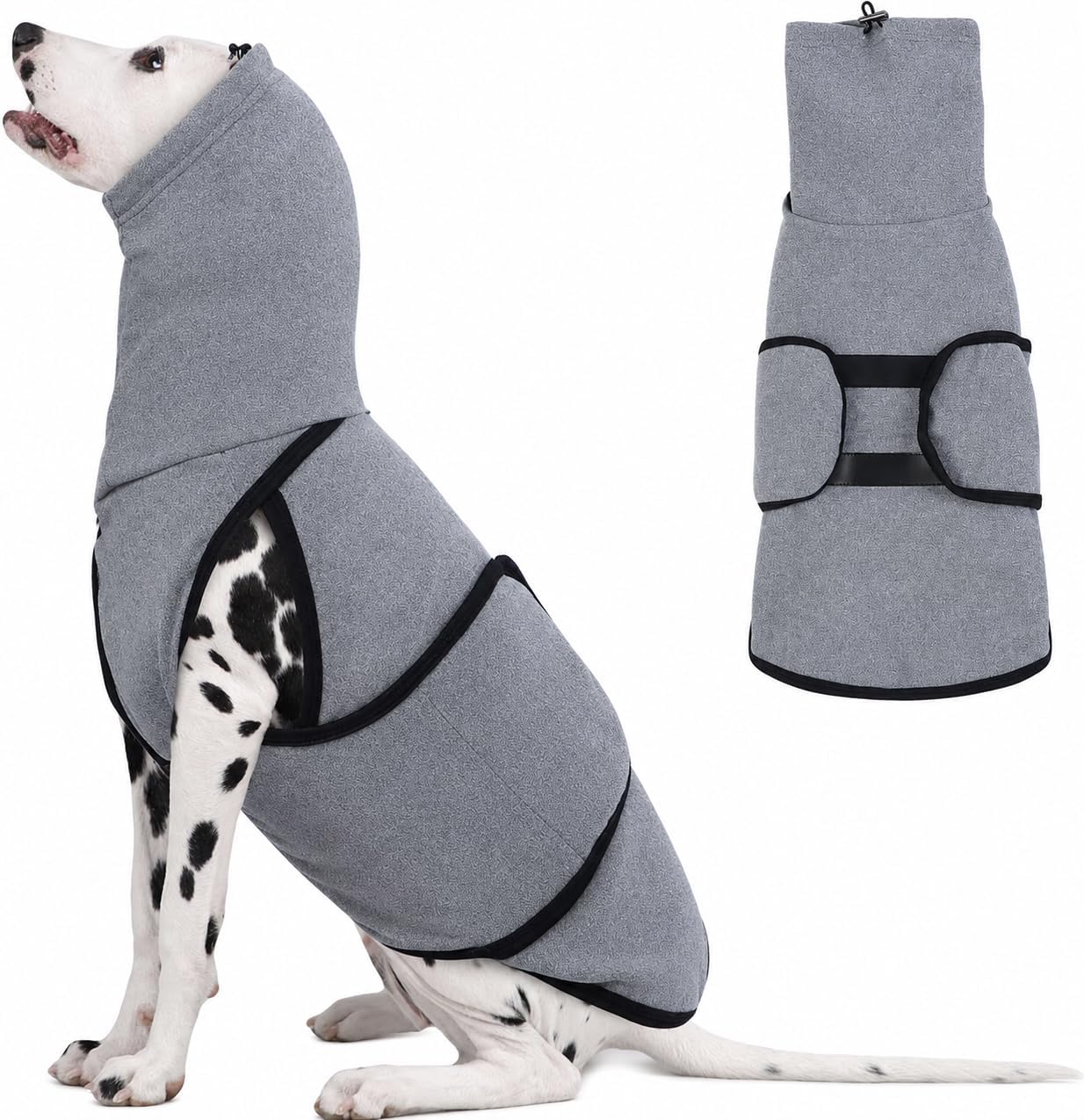 Adnikia flexible dog apparel showing the underbelly closure layout for easy putting on and off.