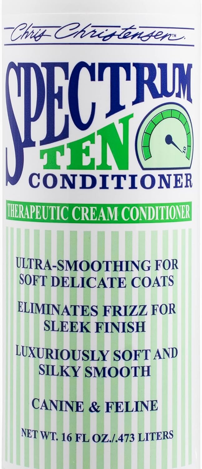 Premium imported USA dog conditioner for frizz control and shiny coat back label