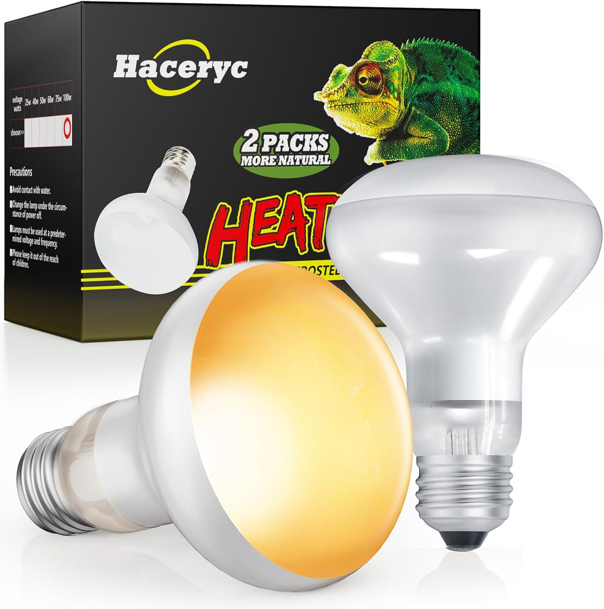 REPTI HOME Reptile Heat Lamp 100W front view showing the premium frosted glass basking spotlight bulb design.