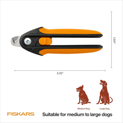 Detailed view of the Fiskars branding on the professional nail trimmer