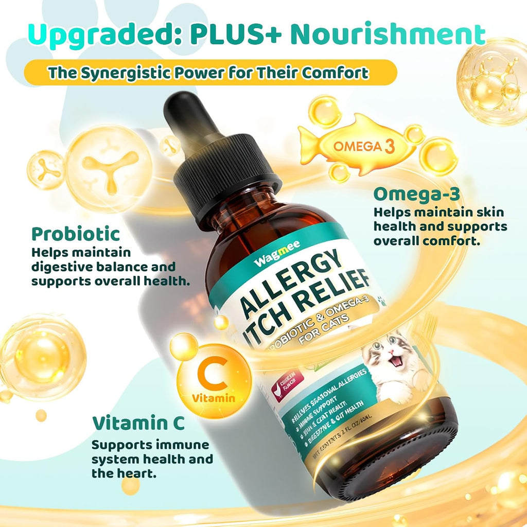 Premium cat supplement ingredients highlighting colostrum and salmon oil benefits.