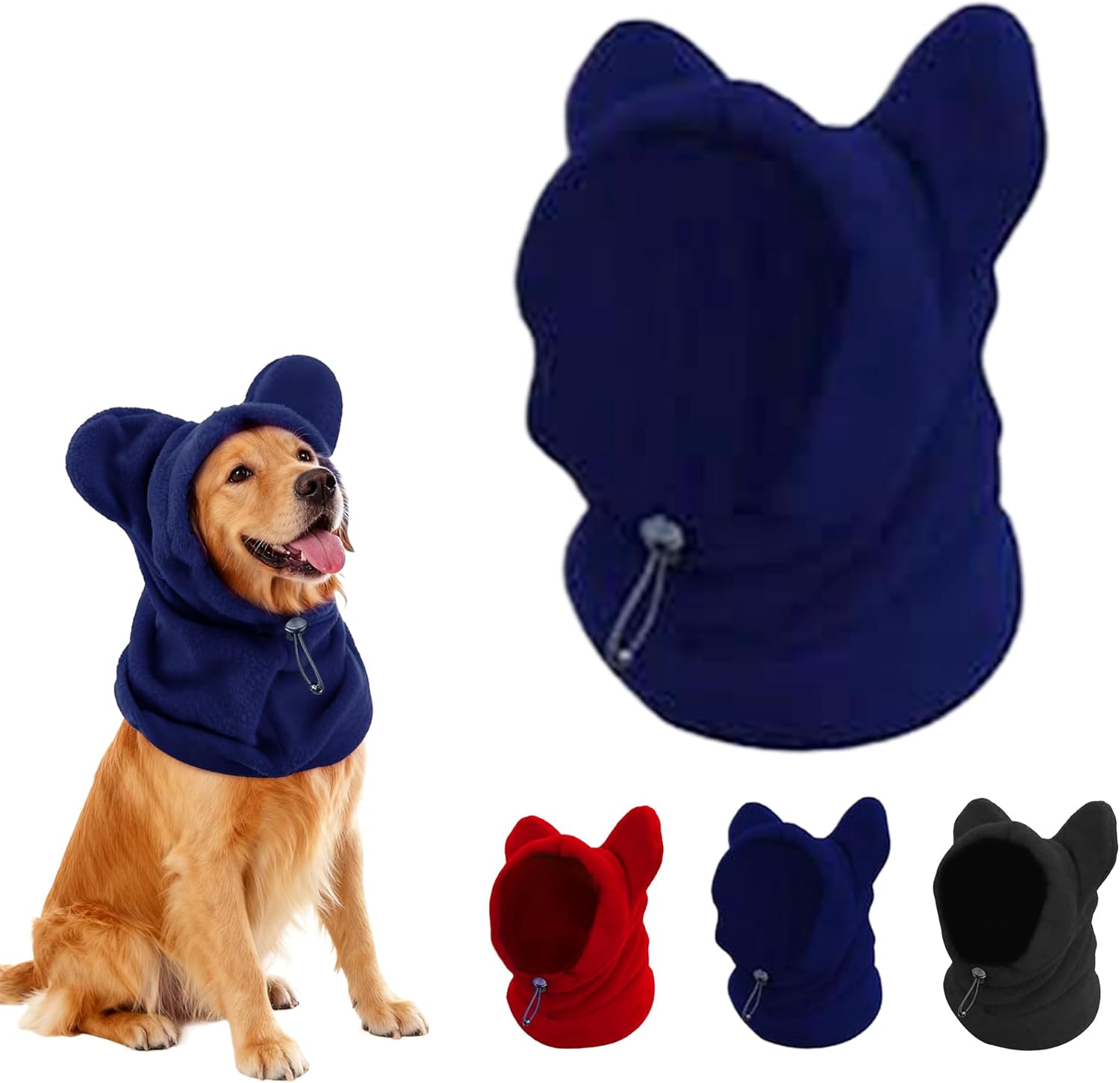 Etofixee blue dog snood winter hood front view