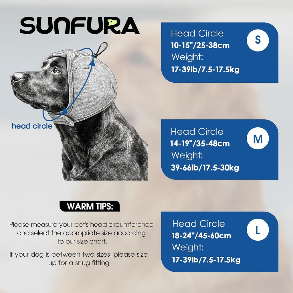 Small size dog calming hoodie applied to a pet for thunder and firework protection.