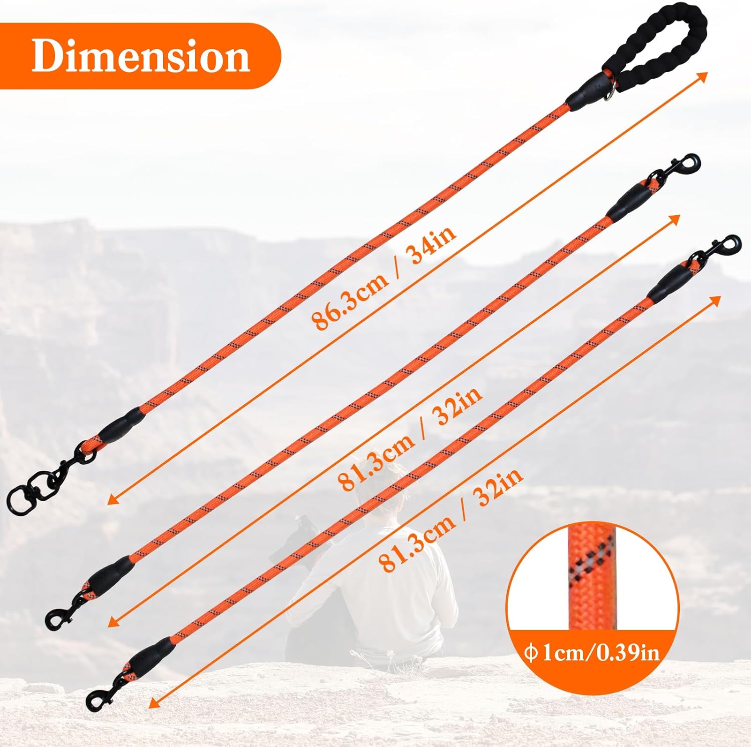 Luck Dawn reflective five way dog leash night safety feature