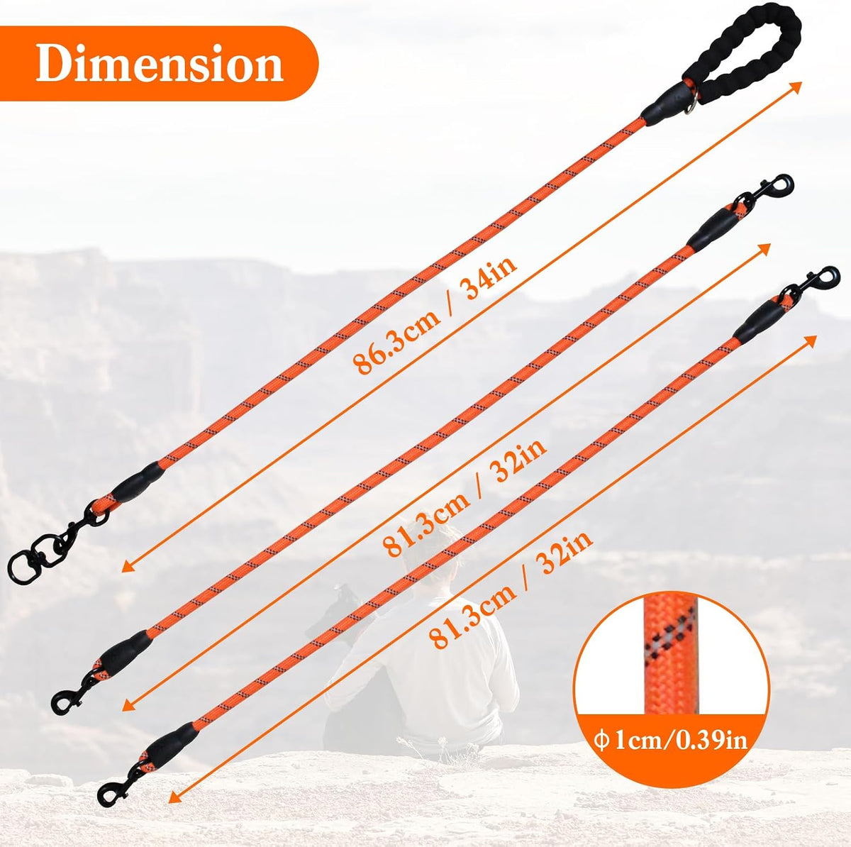 Luck Dawn reflective five way dog leash night safety feature
