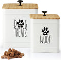 Perfnique white farmhouse dog treat container set front view