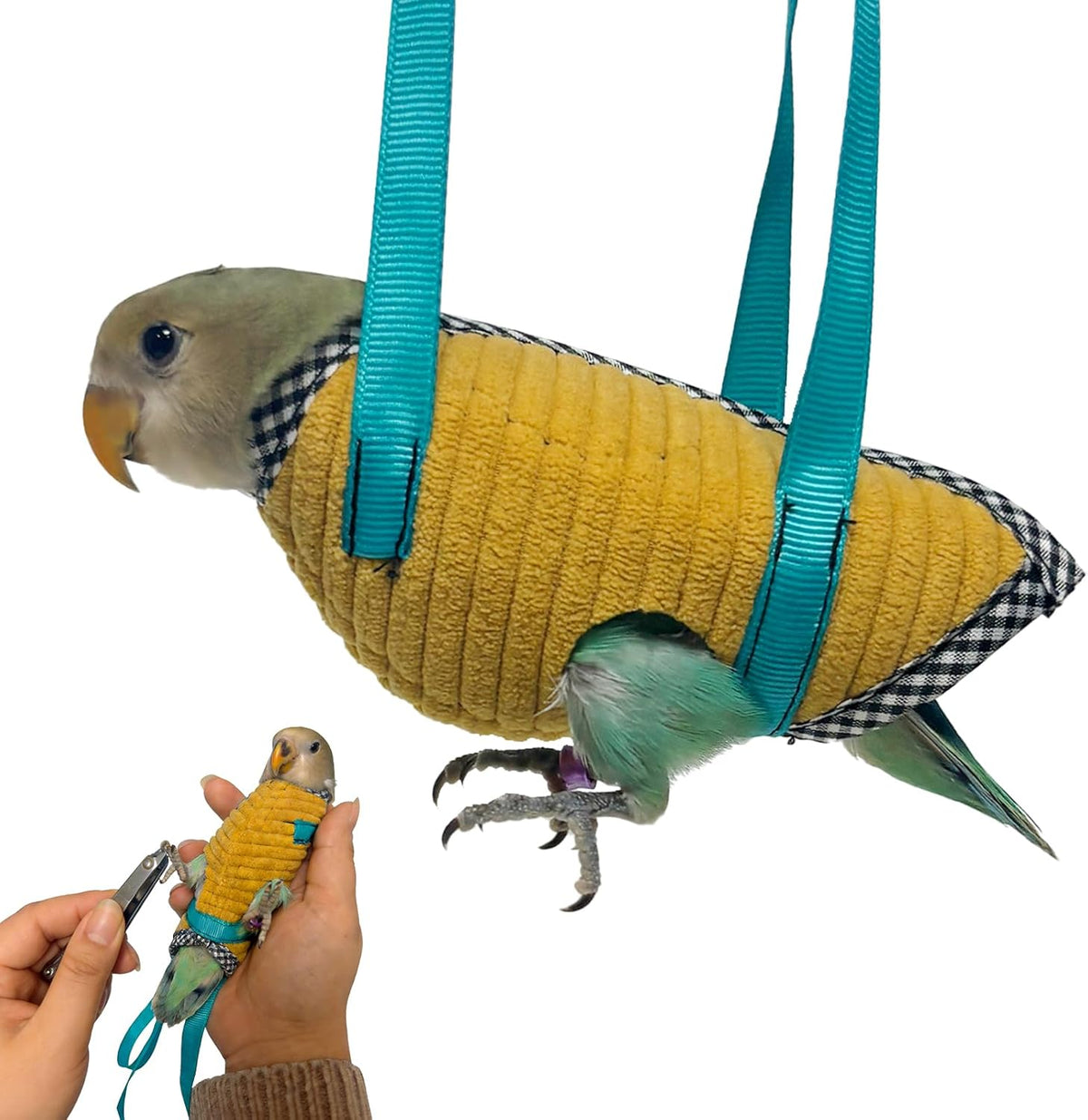 WQY GroceryShop ultra soft bird diaper flight suit front view on a parrot.