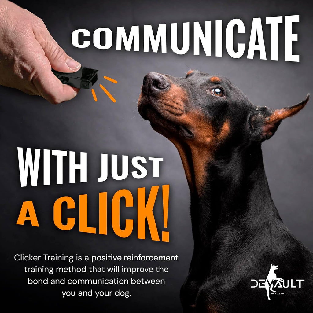 Premium pet training clicker black metal with braided leather necklace