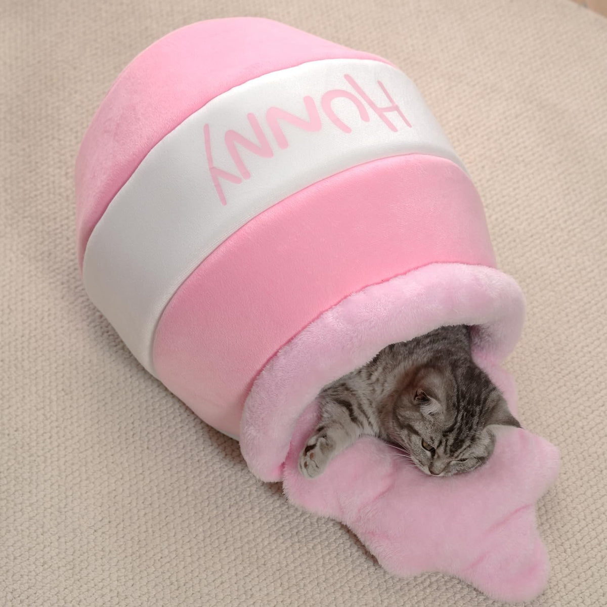 Honey Pot Cat Cave Bed, Soft and Thick Rebound Sponge Pet Nest with Removable & Washable Cushion, Cute Cartoon Design for Small Cats and Breeds - Image 9