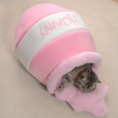 Honey Pot Cat Cave Bed, Soft and Thick Rebound Sponge Pet Nest with Removable & Washable Cushion, Cute Cartoon Design for Small Cats and Breeds - Image 9