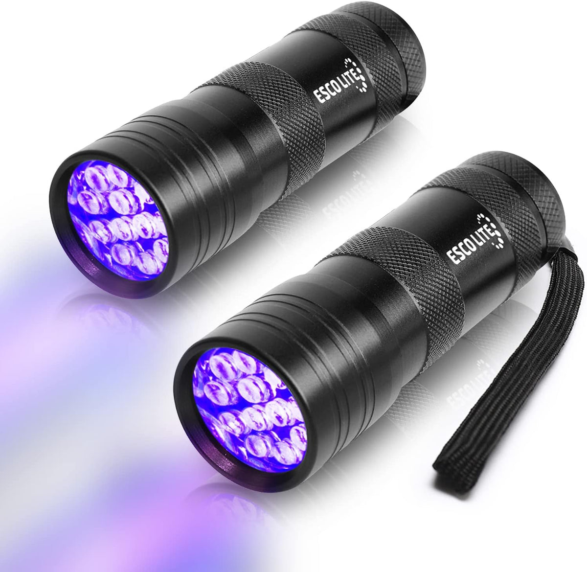 Escolite ultraviolet black light flashlight front view for pet urine detection