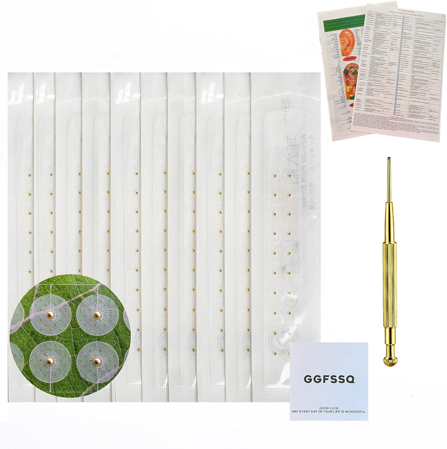 Vie Healing 24K Gold Ear Seeds Foundations Kit front view for acupressure