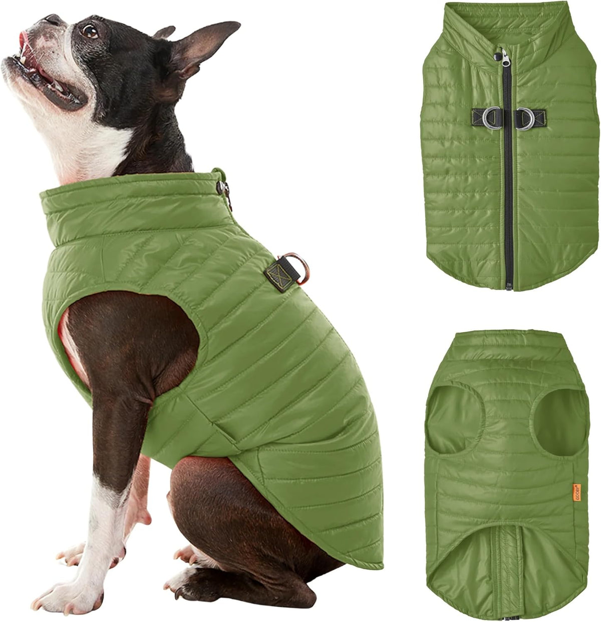 Premium lightweight dog vest insulation and stitching detail