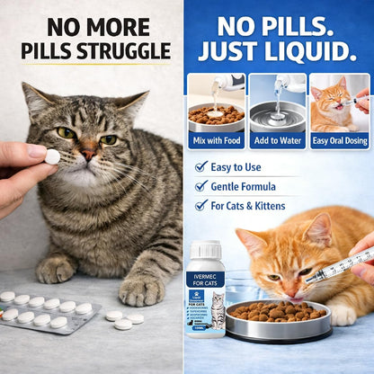 lvermect Dewormer Liquid for Cats, Cat Dewormer, Digestive Cleanser Treatment, Broad Spectrum for All Wormer, Round Worms, Pin Worms, Hookworms, Lung Worms, Cats Internal Balance Support - Image 9