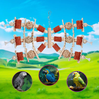 Kencunay safe edible bird toy hanging from cage ceiling