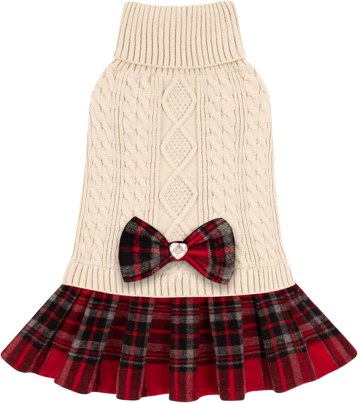 KYEESE Dog Sweater Stretchy Dogs Clothes Soft Turtleneck Pet Sweater Dress Pet Coats with Bowtie Thick Knitwear Warm Pullover Dog Sweaters for Medium Dogs Girl for Cold Weather Winter - Image 13