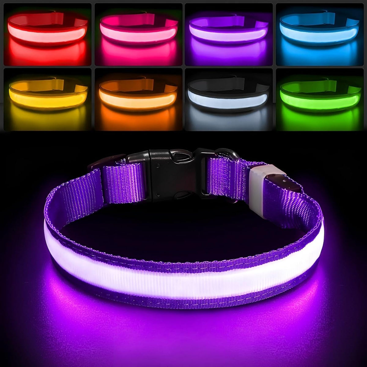 PcEoTllar Light up Dog Collar for Night Walking - LED Dog Collar Light Rechargeable Color Changing, Glow in the Dark Dog Collars Waterproof Glowing Dog Collars for Large Small Medium Dogs - Image 13