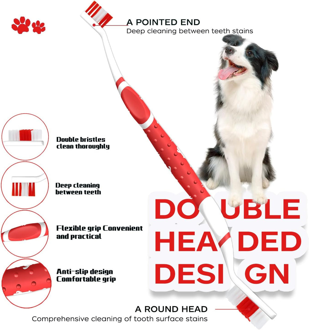 Close up of PenVinoo dual head dog toothbrush showing soft bristles