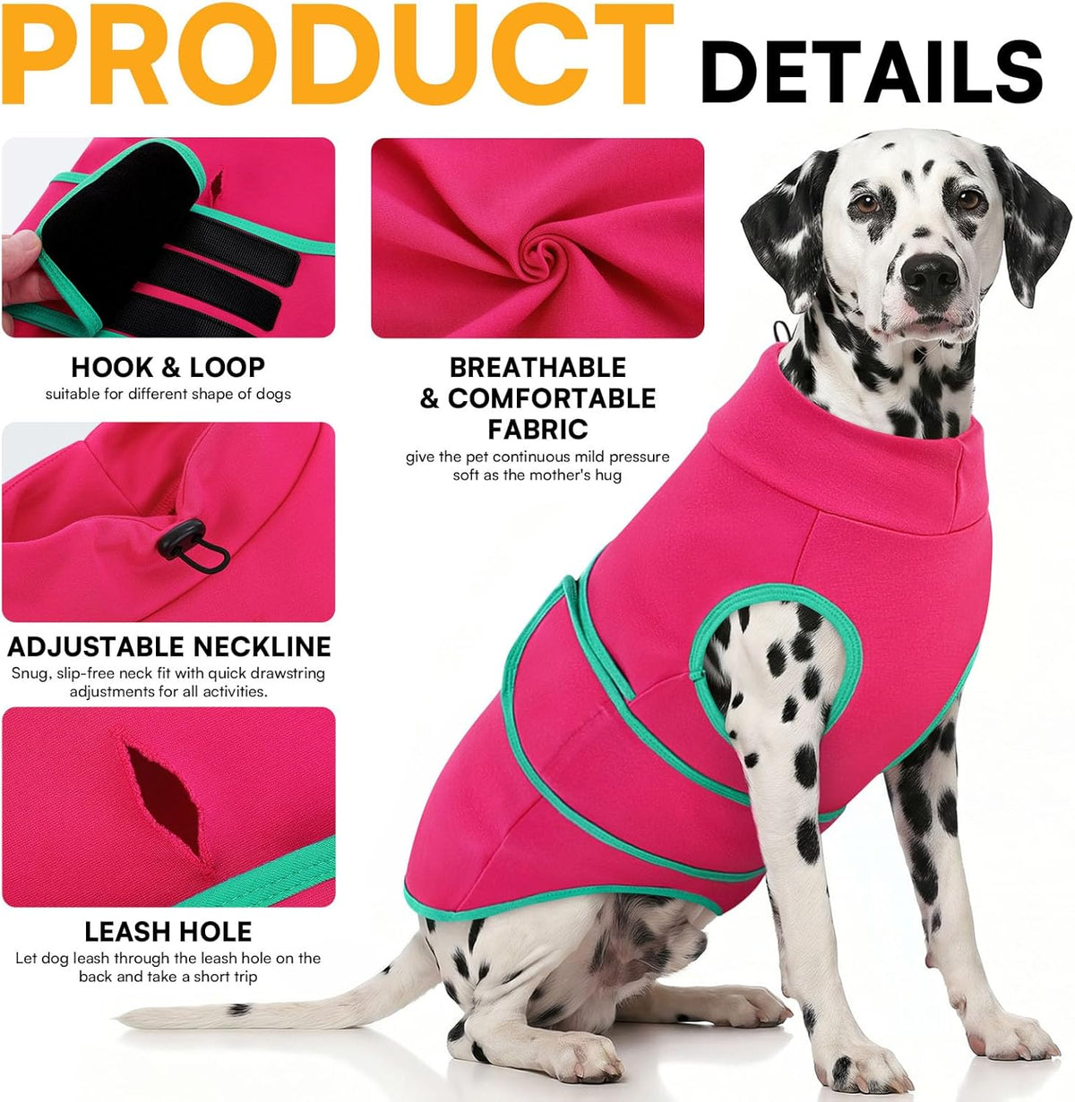 Queenmore breathable dog calming shirt showing full-body compression fit